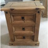 Pair of Three Drawer Mexican Pine Bedside Cabinets (only one shown in picture)