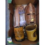 Treen and 2x Tankards