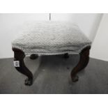 Victorian Mahogany Stool with Reupholstered Top