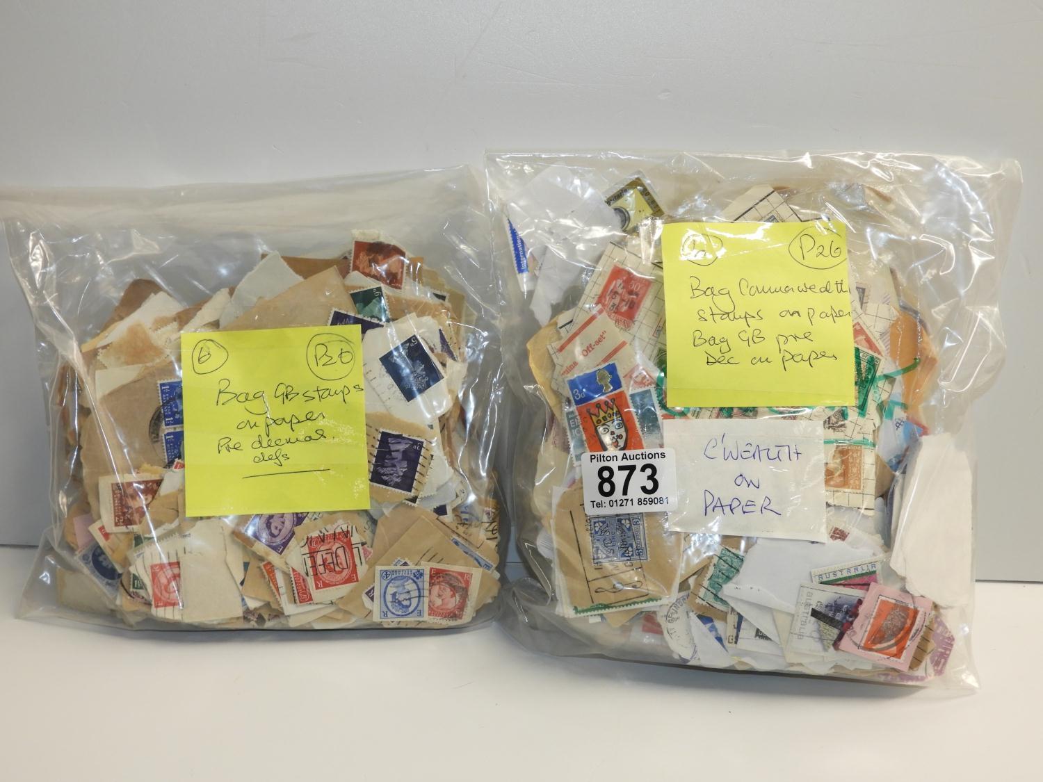 Quantity of Commonwealth Stamps on Paper and Quantity of Pre Decimal GB Stamps on Paper