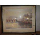 Framed Michael Lees Print - Old Bridge, Bideford