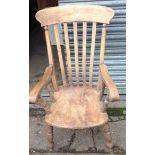 Pine Slat Back Carver Chair