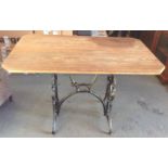 Table with Singer Treadle Sewing Machine Base