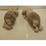 Pair of Recumbent Lions