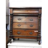 Mahogany Chest of Four Drawers with Pillow Drawer For Restoration