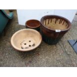 3x Glazed Garden Planters