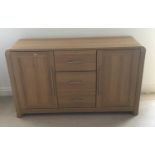 Modern Oak Effect Sideboard - Three Drawers, Two Cupboards - To Match Previous Lot