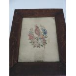 Framed Embroidery of a Bird - Dated 1850 - 24cm x 29cm