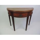 Victorian Mahogany Flip Top Side Table with Single Drawer - 85cm Wide x 73cm High