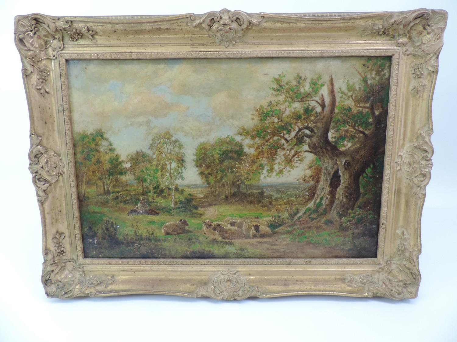 Gilt Framed Oil on Canvas Marked to Verso - A Scene in Sherwood Forest Dated 1890 - Indistinct