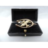 Unmarked Gold Brooch - 4cm - 3.4gms