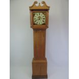 Pine Long Case Clock with Painted Face - John Pengelly Barnstaple - Heard Running