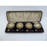 Cased Set of Silver Gilded Salts in Shell Form