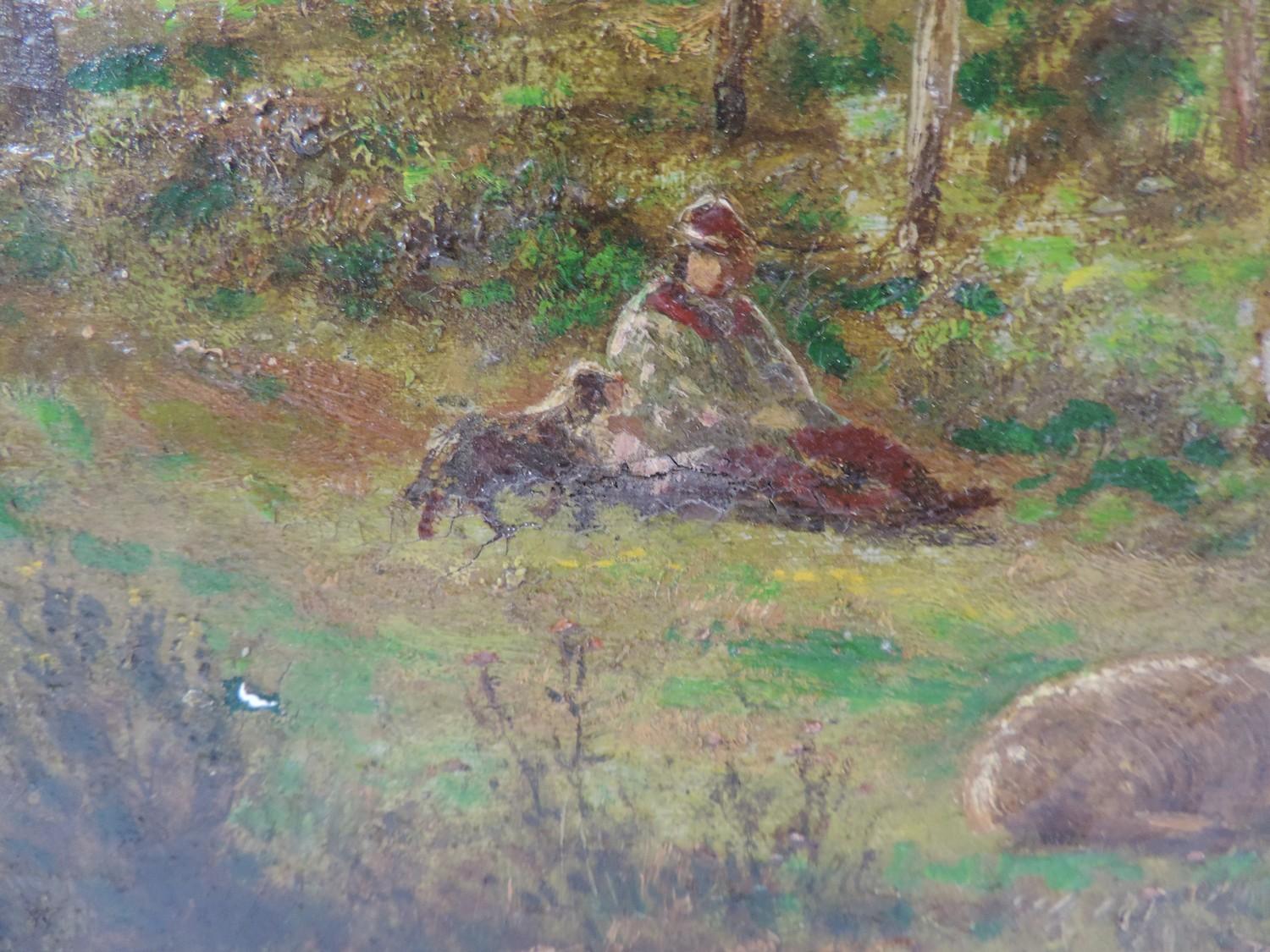 Gilt Framed Oil on Canvas Marked to Verso - A Scene in Sherwood Forest Dated 1890 - Indistinct - Image 3 of 8