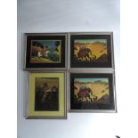 4x Framed Paintings on Glass - Visible Pictures 33cm x 24cm