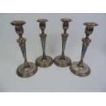 Set of 4x Silver Plated Candlesticks - 27cm High