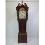 Victorian Mahogany Long Case Clock with Painted Face - Ramsbottom Hallgreen - Overall Height 214cm