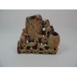 19th Century Carved Soapstone Ornament Depicting Monkeys - 17cm High