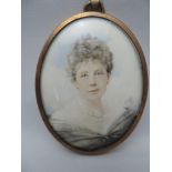 Framed Hand Painted Oval Portrait Miniature - 9.5cm
