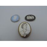 2x Silver Mounted Wedgwood Cameo Brooches and One Other