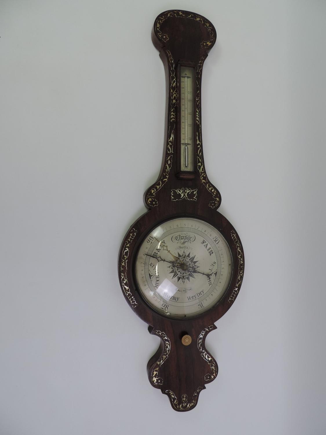 19th Century Barometer with Mother of Pearl Inlay - Budge Callington - 110cm