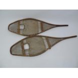 Pair of Snow Shoes with Woven Animal Gut