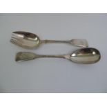 Set of Georgian Silver Salad Servers - London 1834 A B Savory & Sons - 23.5cm Long - 221gms