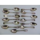 Set of 13x Georgian Irish Dessert Spoons - Dublin - 18cm - 450gms