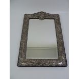 Bevel Edged Mirror in Silver Mounted Frame - 53cm High x 35cm Wide
