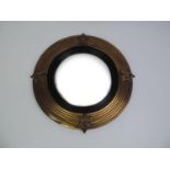 Brass Framed Circular Convex Mirror