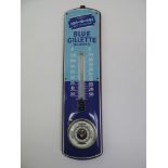 Enamel Sign Thermometer/Barometer Blue Gillette Blades - Originally from a Barber's Shop - 64cm x