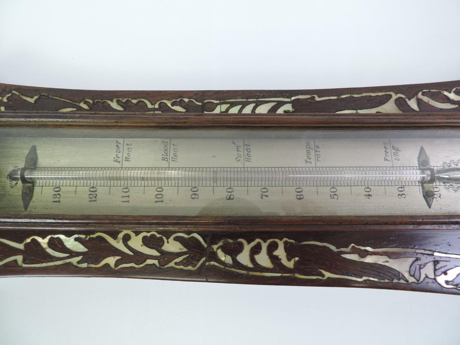 19th Century Barometer with Mother of Pearl Inlay - Budge Callington - 110cm - Image 4 of 5