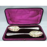 Pair of Cased Silver Berry Spoons