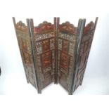 Victorian Hand Painted Four Panel Screen - Each Panel 137cm High x 42cm Wide