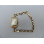 9ct Gold Marvin Art Deco Wristwatch on Gold Strap - Heard Running - Total Weight 12.8gms