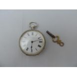 Silver Pocket Watch with Key Squire and Son Bideford - Not Running
