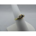 18ct Gold .50 Diamond and Sapphire Ring - Size O