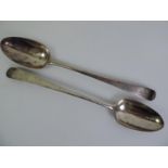 2x Irish Silver Basting Spoons - Dublin 1785 Michael Keating - 28.5cm - 165gms