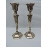Pair of Filled Silver Candlesticks - 16cm High