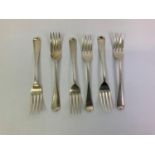 Set of 6x Georgian Silver Dessert Forks - London 1820 Richard Poulden - 225gms