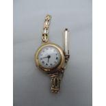 9ct Gold Ladies Watch on Rolled Gold Strap - Total Weight 20gms