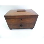 Victorian Mahogany Jewellery Box with Drawer on Bun Feet - 32cm Wide