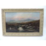 Gilt Framed Oil on Canvas - Moorland Scene - Visible Picture 75cm x 45cm