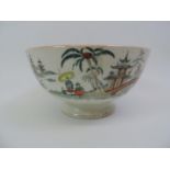Porcelain Fruit Bowl with Hand Painted Chinese Scenes - 11cm High