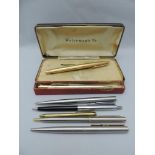 Pens and Pencils to Include Parker and Waterman Fountain Pen with 18ct Gold Nib