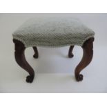 Victorian Mahogany Stool with Reupholstered Top