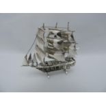 Silver Galleon Boat with Adjustable Masts - Birmingham 2000 - 40gms - 6cm High