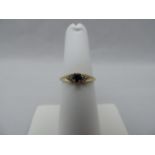 9ct Gold Diamond and Sapphire Ring - Size M - 1.5gms