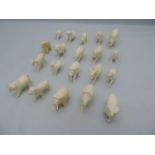20x Carved Ivory Animals - Average Height 2.5cm