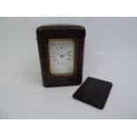 Brass Chiming Carriage Clock in Case with Key - Heard Running